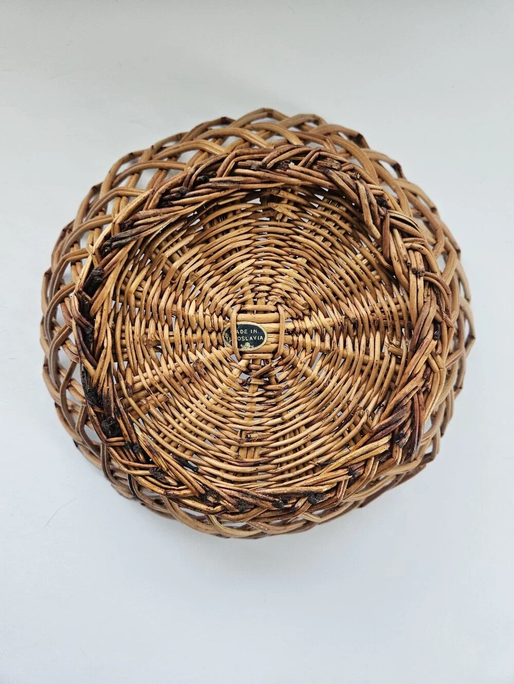 Vintage Boho Rattan Basket Serving Tray Rattan Wicker wall decor Yugoslavia MCM
